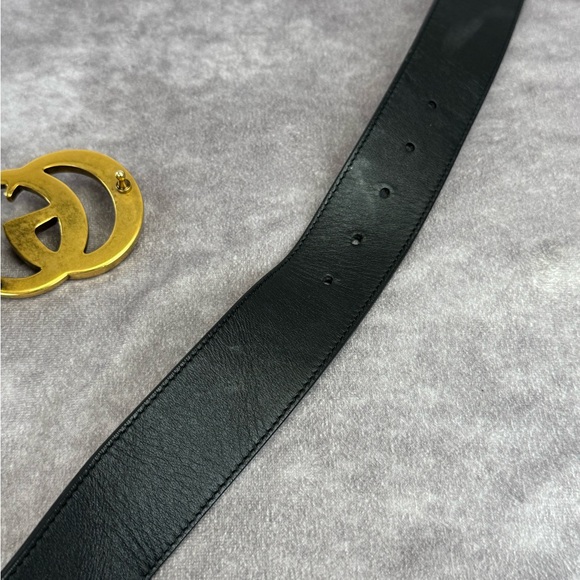 Gucci 2015 Re Edition Wide Leather Belt Gg Double Marmont Black 400593 34” - Picture 9 of 11